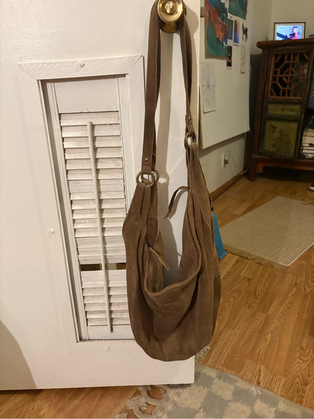 Free People Oversized Brown Suede Hobo Shoulder Bag